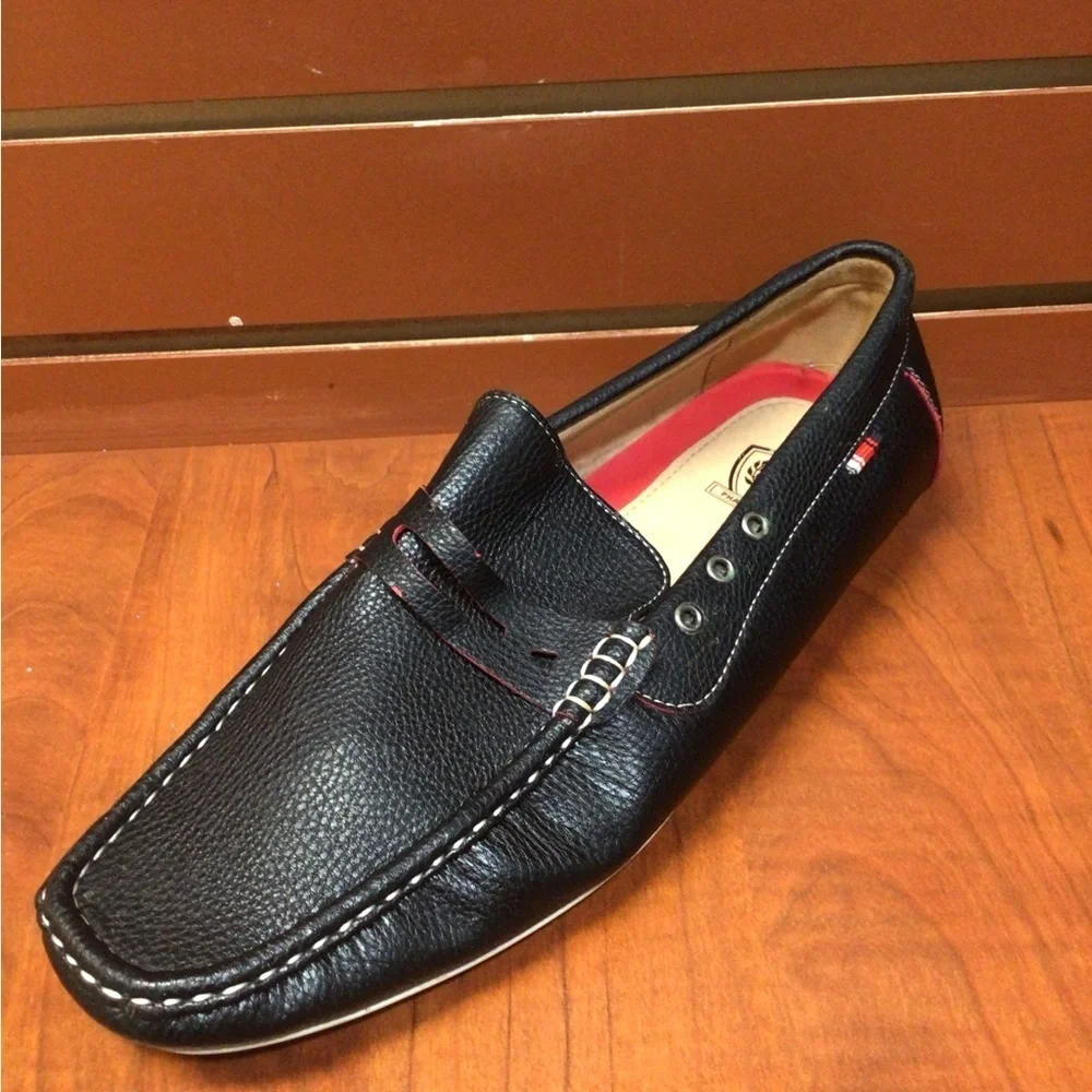 Stylish Black Leather Men's Slip-On Loafers